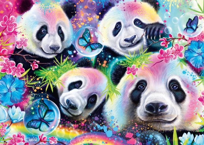 Puzzle Schmidt Neón: Pandas 1000 piezas