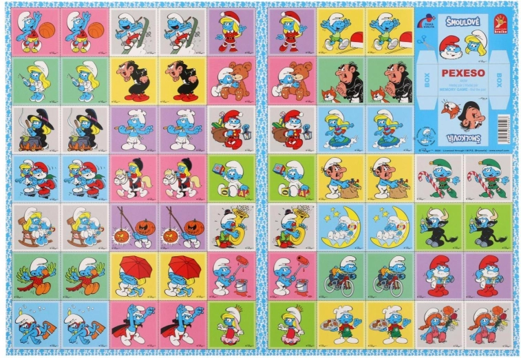 Pexeso Los Pitufos – juego de mesa de papel, 32 parejas de imágenes