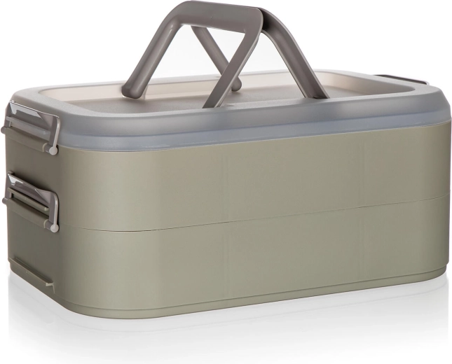 Caja de fiesta portátil de dos niveles con tapa LATTE, 40 × 28 × 17,8 cm