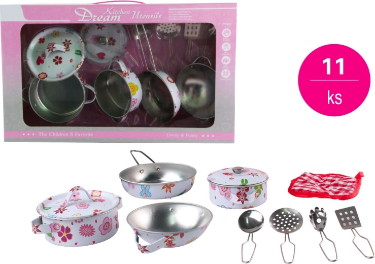Set de vajilla infantil de hojalata de 11 piezas con estampado