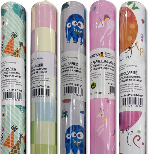Papel de regalo infantil 200 × 70 cm, varios motivos