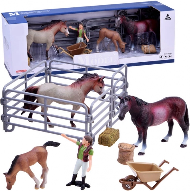 Set de figuras de caballos y granjero – Animalitos