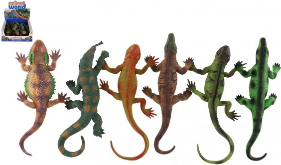 Set de lagartijas de goma con ventosa en caja