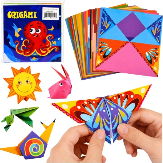 Set infantil de origami con papeles de colores e instrucciones (100 hojas)