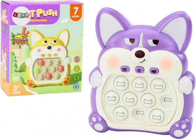 Consola de juego Pop-It Zorrito morada con 7 modos de juego