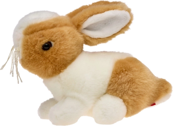 Conejito de peluche marrón y blanco de 16 cm