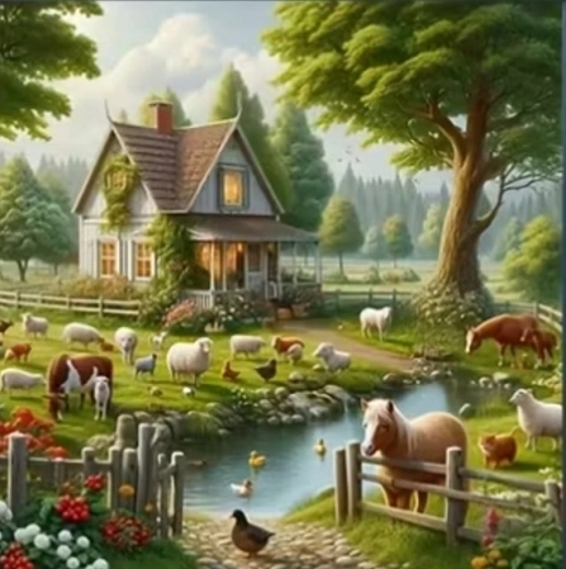 Norimpex pintura de diamantes Casa de campo con animales 30 × 40 cm