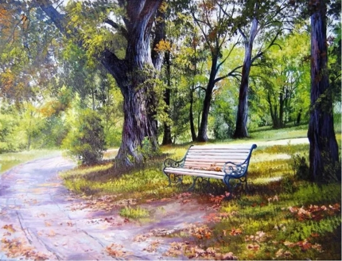 Norimpex Pintura por números Banco en el parque 40 × 50 cm
