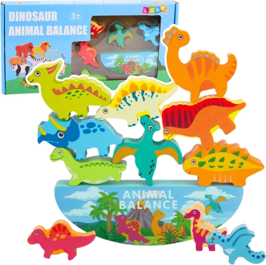 Juego de equilibrio de madera de dinosaurios Montessori (12 piezas)