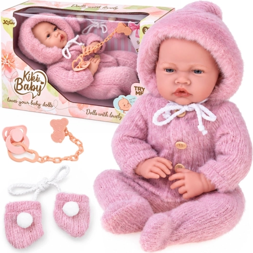 Muñeca interactiva bebé con sonidos, ropa de invierno y chupete