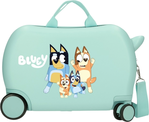 Maleta infantil correpasillos con ruedas Bluey turquesa de 45 cm