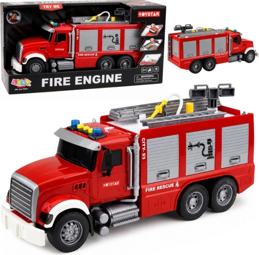 Gran camión de bomberos infantil con escalera extensible, manguera de agua, luces y sonidos - 1 pieza