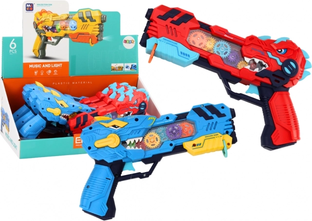 Pistola infantil con proyector de dinosaurios con luces y sonidos – azul o roja