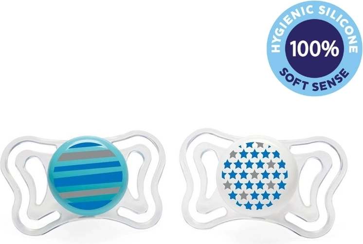 Chupete de silicona Chicco Physio Light 6–16 m, para niño, rayas y estrellas, 2 uds.