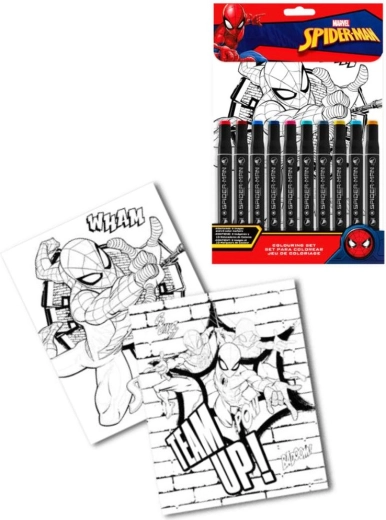 Set de rotuladores de doble punta y libros para colorear SPIDER-MAN para niños