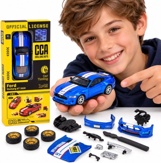 Modelo metálico con licencia Ford Mustang GT 2018 con piezas de tuning a escala 1:42