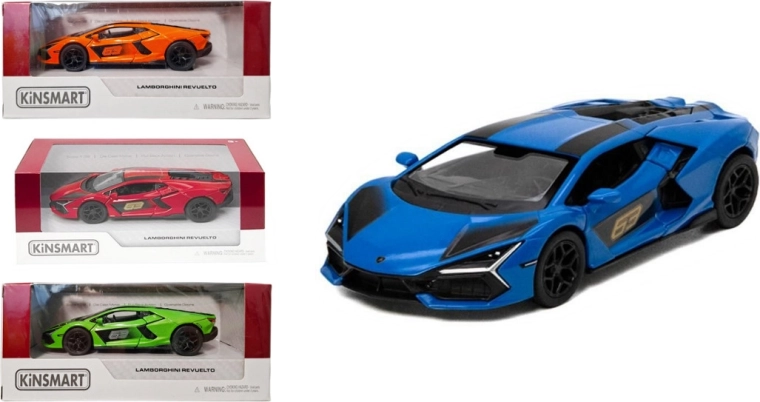 Lamborghini Revuelto modelo metálico con mecanismo de arrastre Pull Back