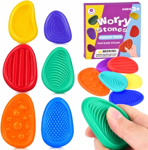 Piedras sensoriales de silicona (fidget toys) – set de 6 uds.
