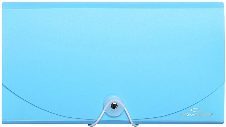 Carpeta para documentos DL con goma elástica, 13 bolsillos, azul pastel