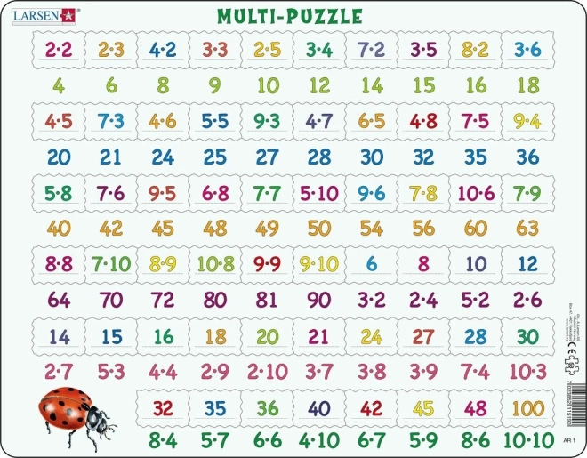 Alfombrilla de rompecabezas Larsen Matemáticas: Multiplicación, 81 piezas