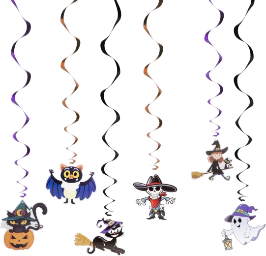 Decoraciones de papel de Halloween con colgante en espiral - 6 motivos