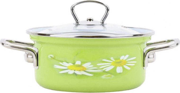 Cacerola esmaltada BELIS Daisy 24 cm con tapa de vidrio, 4,5 l