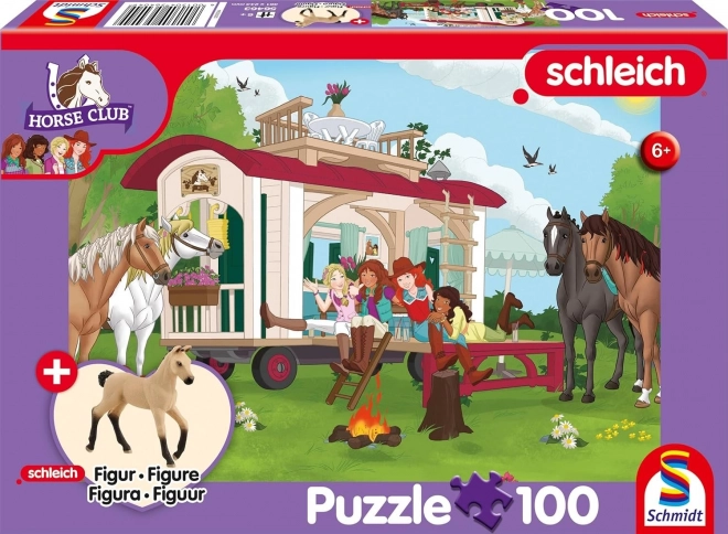Puzzle SCHMIDT campamento Schleich junto a la caravana 100 piezas + figura