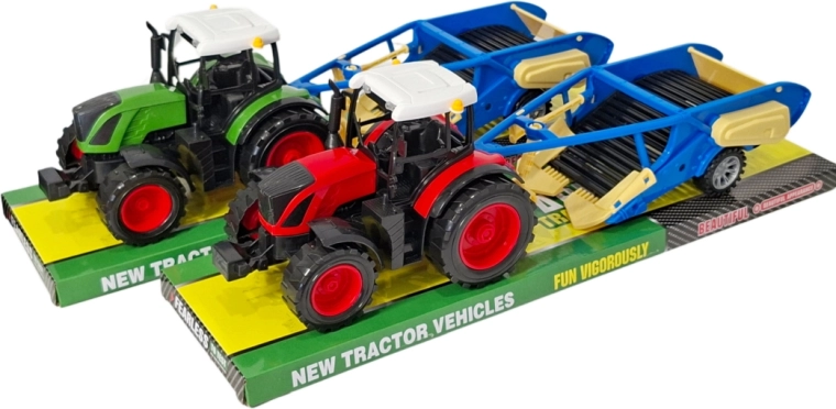 Tractor con máquina acoplable para la cosecha de patatas