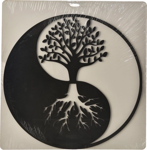 Decoración de pared de madera yin-yang negra 35 × 35 cm