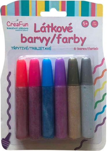 CreaFun pinturas para tela con purpurina – set 6×42 ml