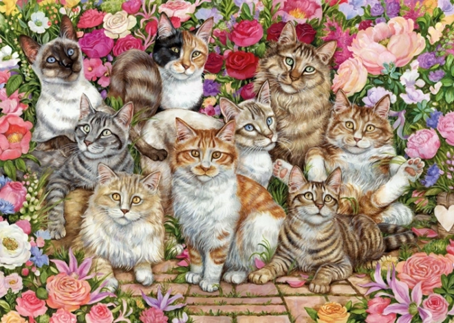 Puzzle FALCON Gatos entre flores 1000 piezas