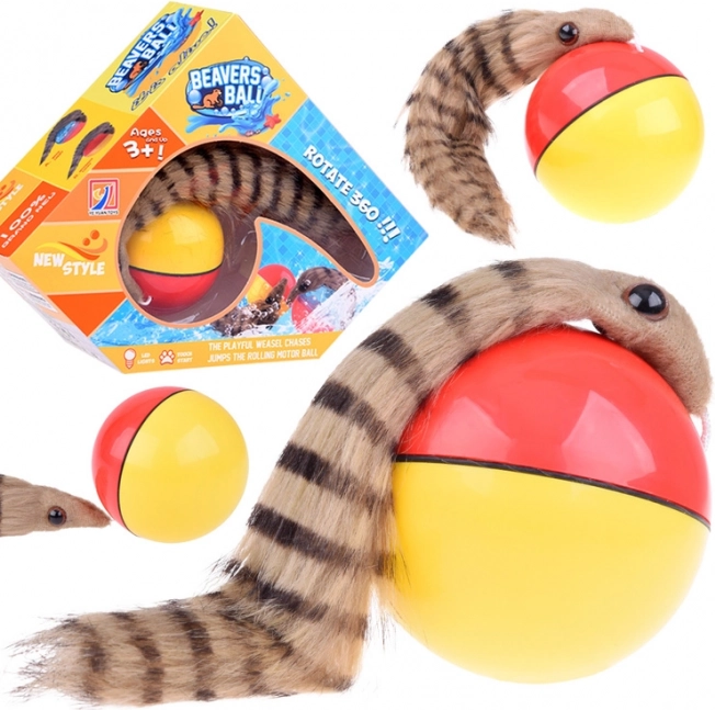 Pelota fugitiva con cola peluda de hurón