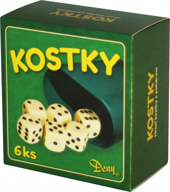 Dados de juego blancos con vaso, 6 uds