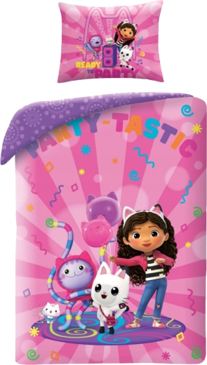 Ropa de cama de algodón para cuna La casa mágica de Gabby Party Tastic morada