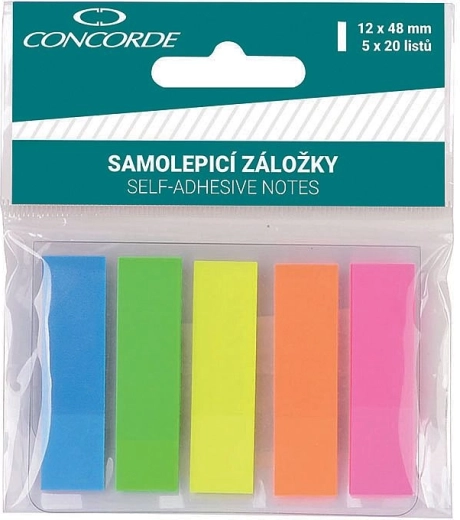 Marcadores adhesivos neón CONCORDE 12 × 48 mm, 5 colores