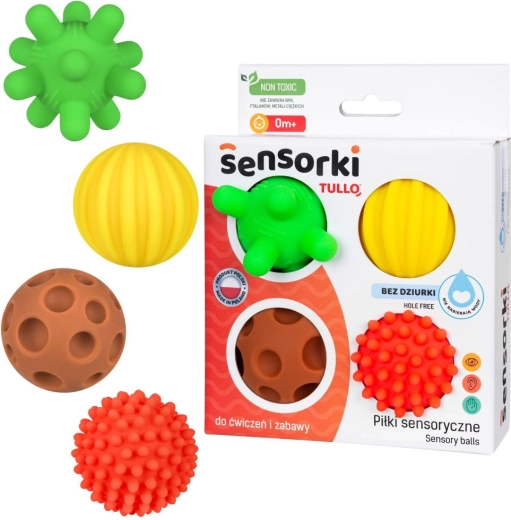 Pelotas sensoriales TULLO – set de 4 sin orificios