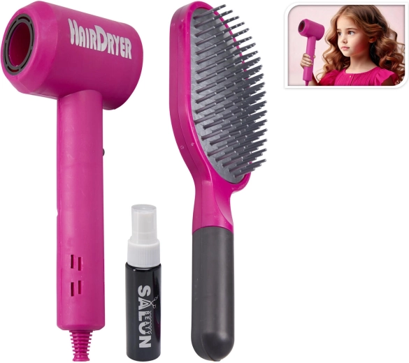 Set para pequeñas peluqueras con secador, peine y pulverizador