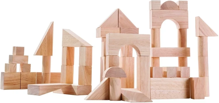 PlanToys juego de construcción de madera natural (50 piezas)