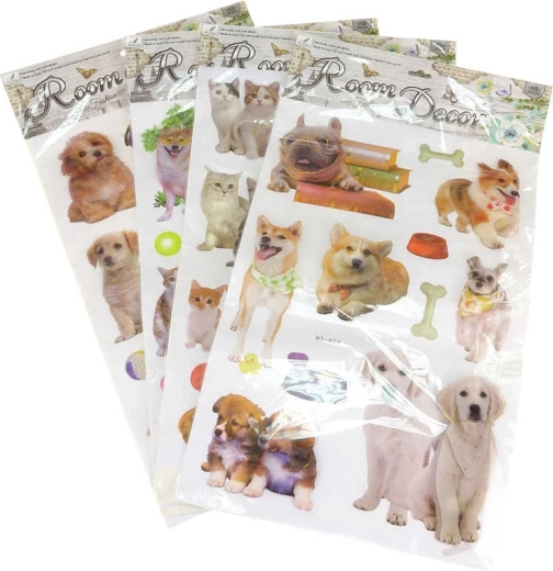 Pegatinas de pared 2D/3D de perros y gatos con brillo (11 uds.)