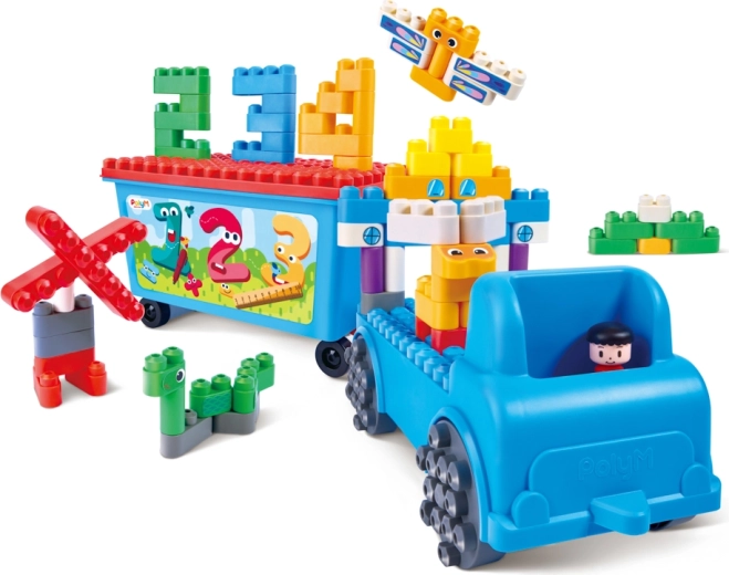 Set de construcción PolyM con grúa de arrastre y números