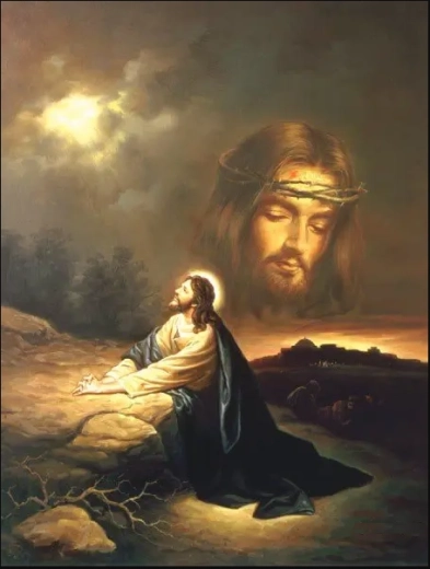 Pintura con diamantes – La oración de Jesús en el desierto 30 × 40 cm