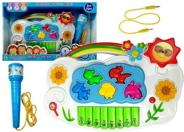 Piano electrónico infantil Flores con micrófono y conexión al teléfono