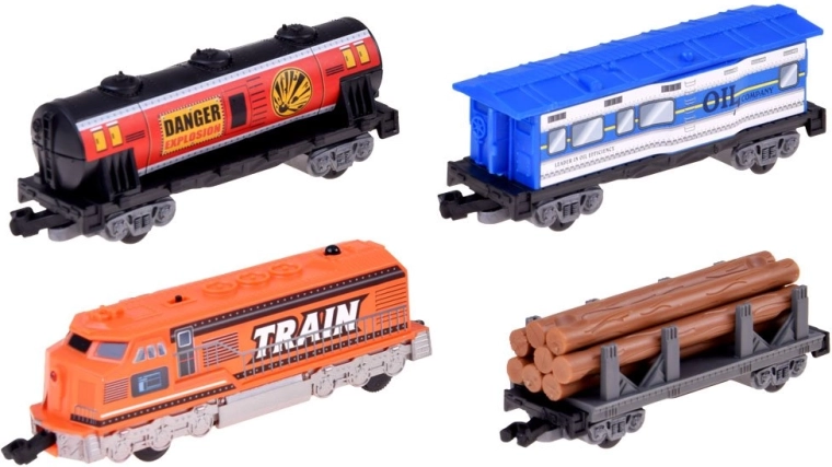 Tren de carga realista con distintos vagones