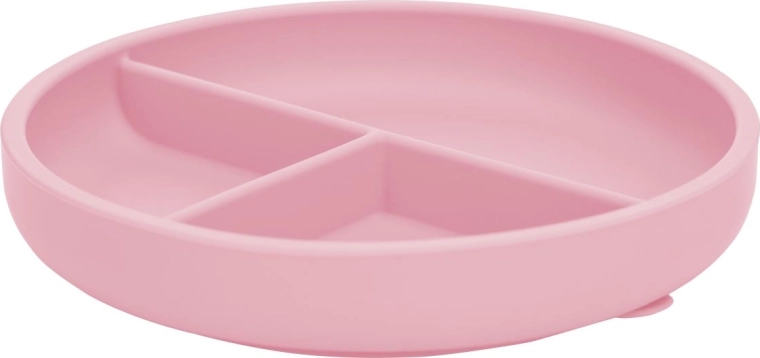 Plato de silicona rosa con ventosa