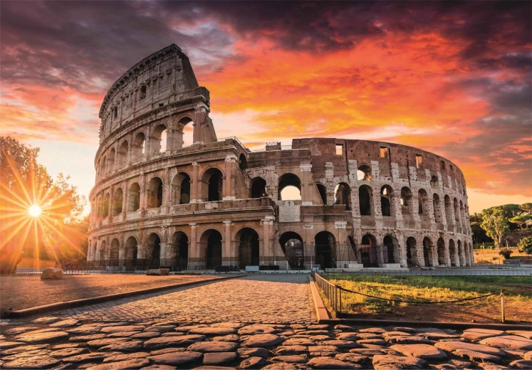 Motivo icónico del Coliseo al atardecer