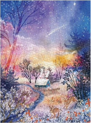 Motivo invernal mágico con cielo estrellado