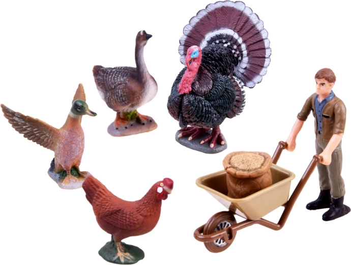 Set completo de animales y granjero