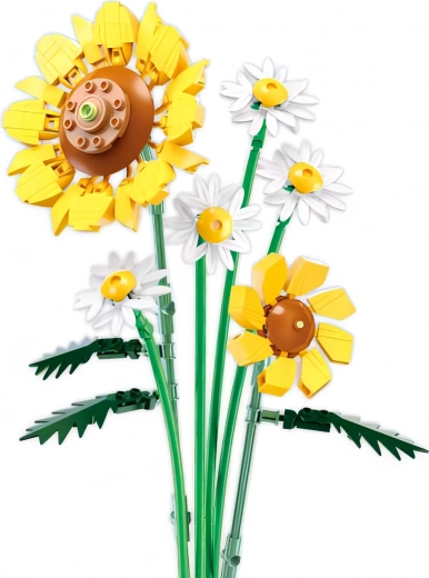 Ramo realista de girasoles y margaritas