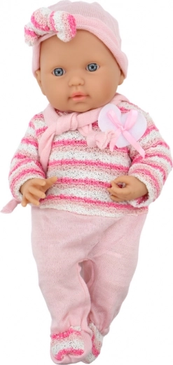 Conjunto rosa con jersey, gorrito y bufanda
