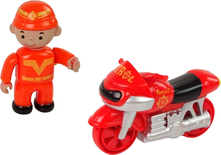 Motocicleta con figura de bombero